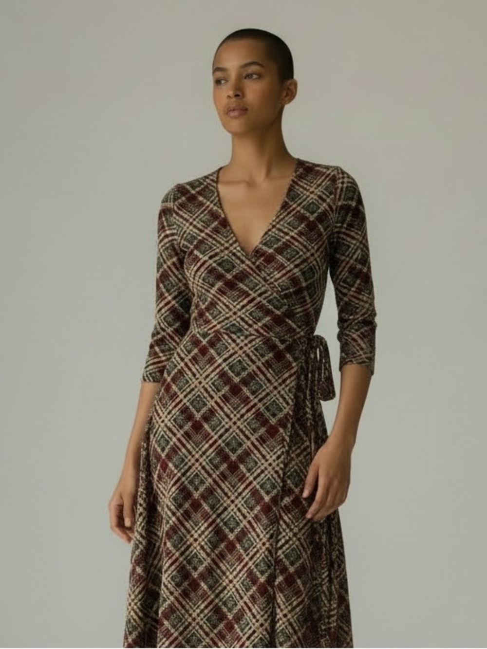 Ann Taylor Loft faux brown wrap dress